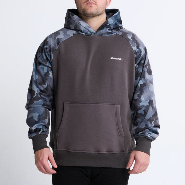 Sweat à capuche camouflage gris pour homme